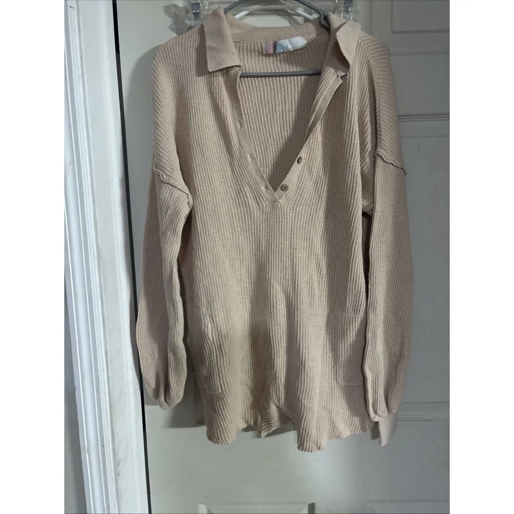 Free People FP Beach Picnic Sweater Romper Small Beige